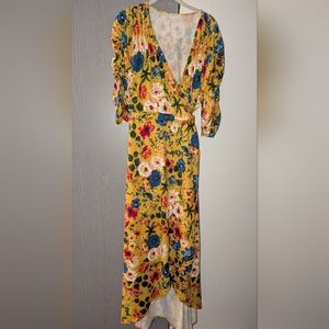 Yellow Floral Wrap Maxi Dress - Casual Women's Summer Dress